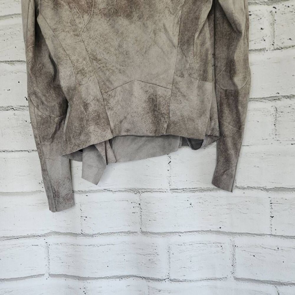 BNCI by Blanc Noir Womens Gray Asymmetrical Zipper Suede Moto Jacket Size Medium - Picture 10 of 13